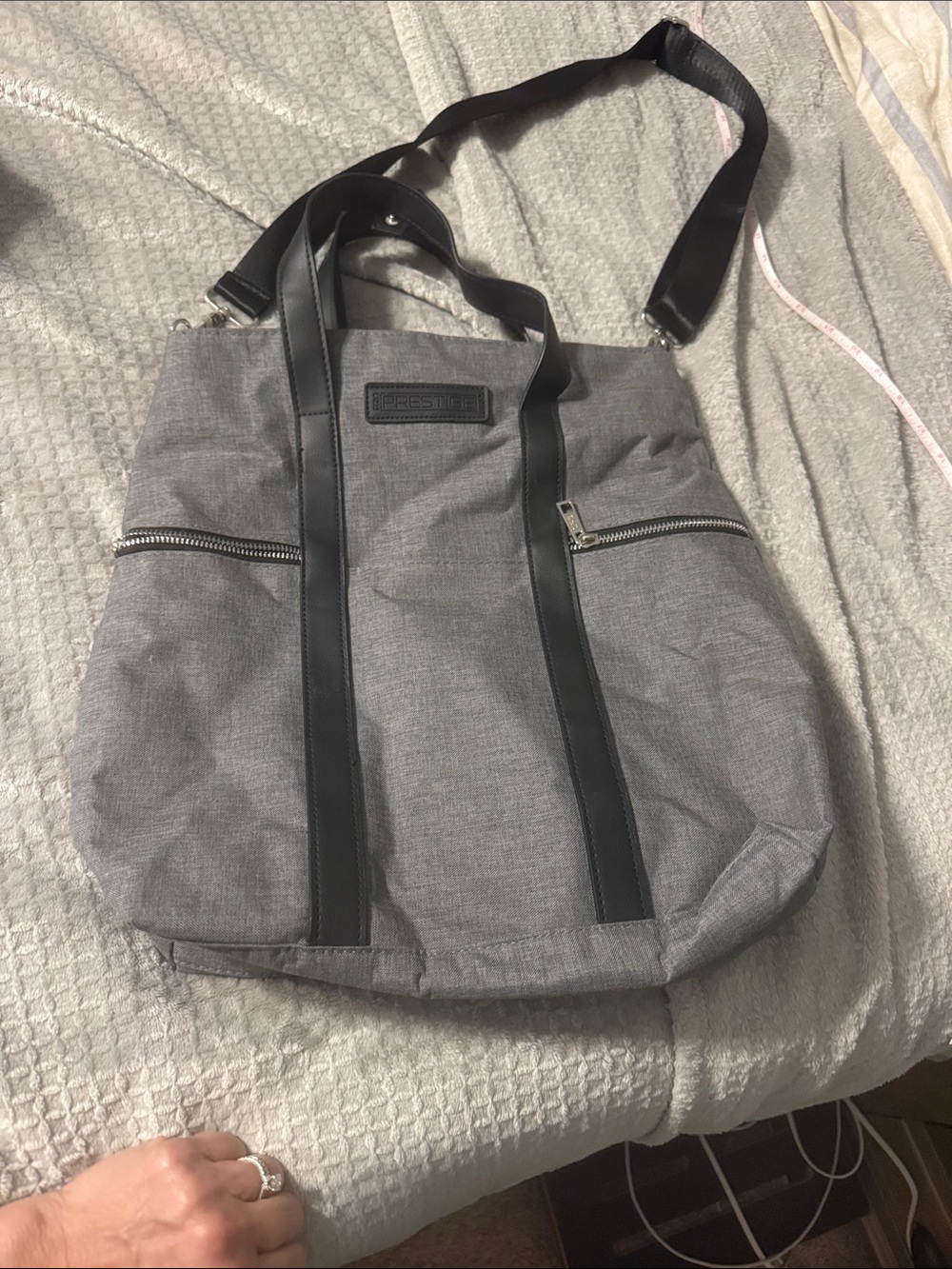 Gray Men's Messenger Tote with Black Trim